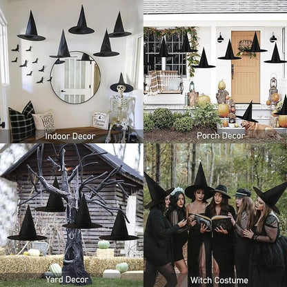 Halloween Witch Hat Decor - 12 PCS